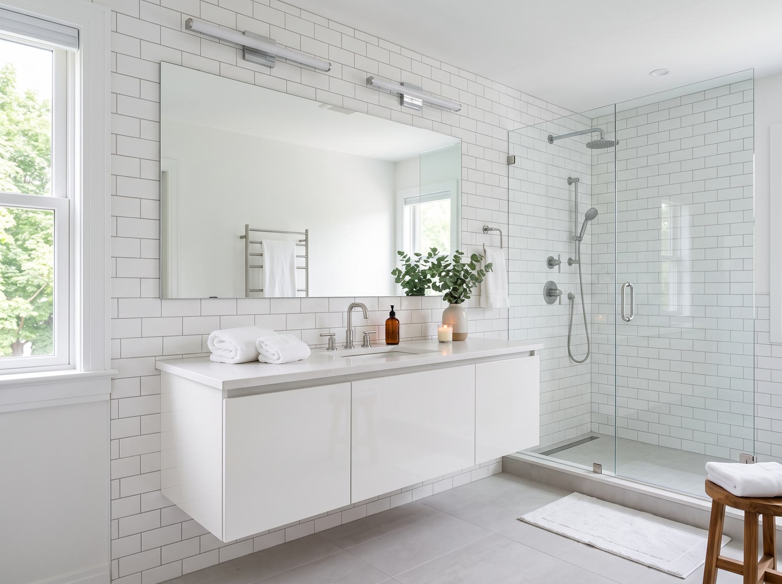 Newly renovated bathroom with modern fixtures